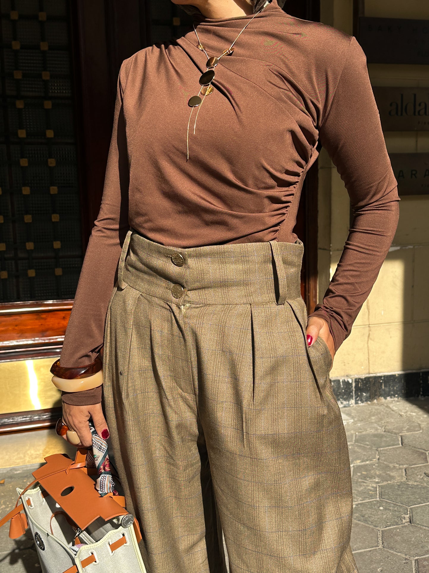 The Brown Plaid Wide-Leg Pants