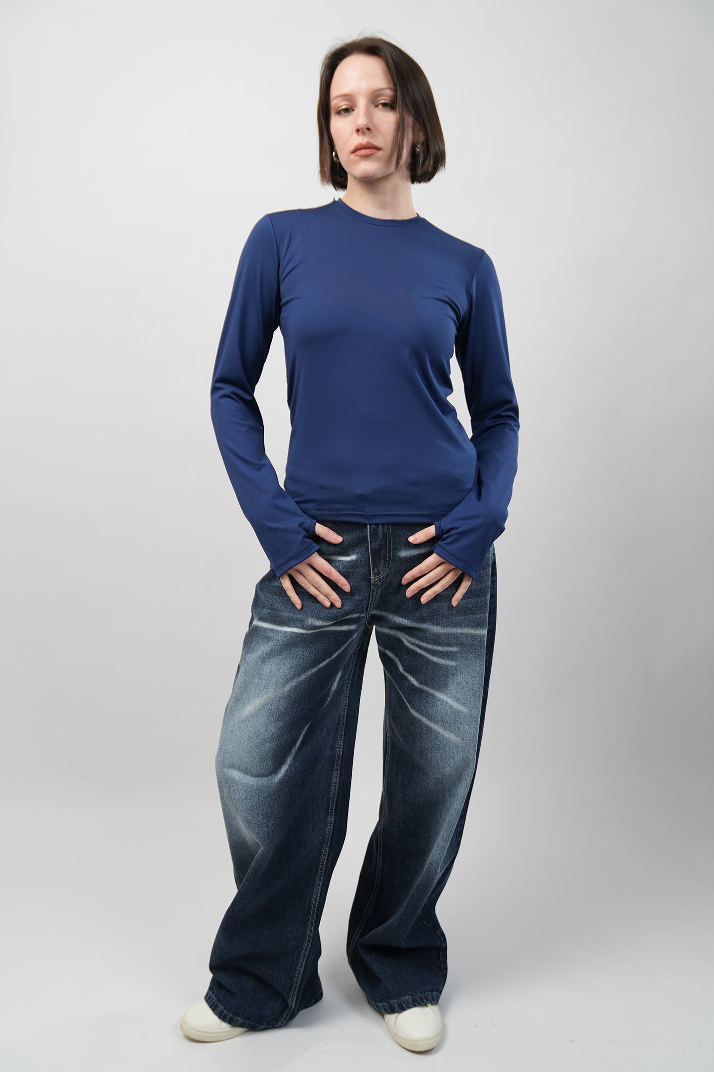 Dark Wide Leg Denim Pants