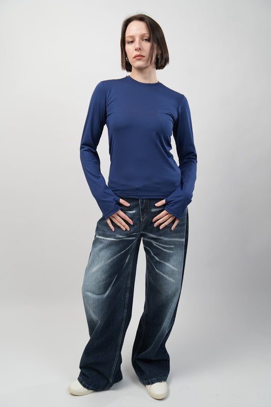 Dark Wide Leg Denim Pants
