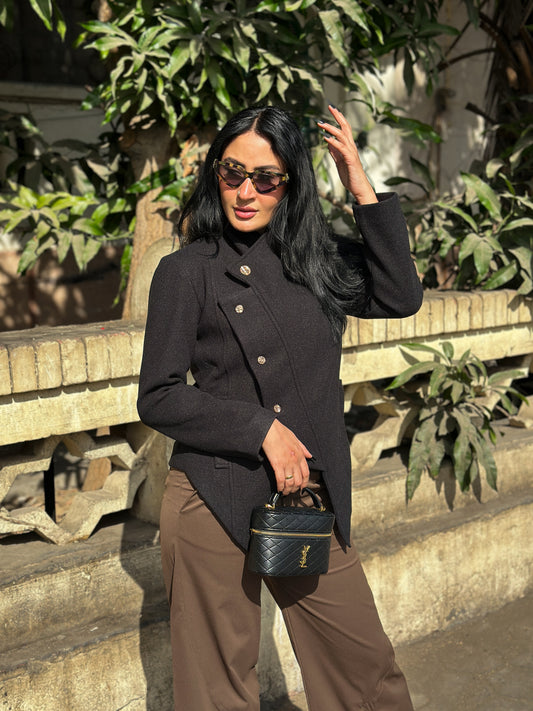 The Double-Button Black Wool Jacket