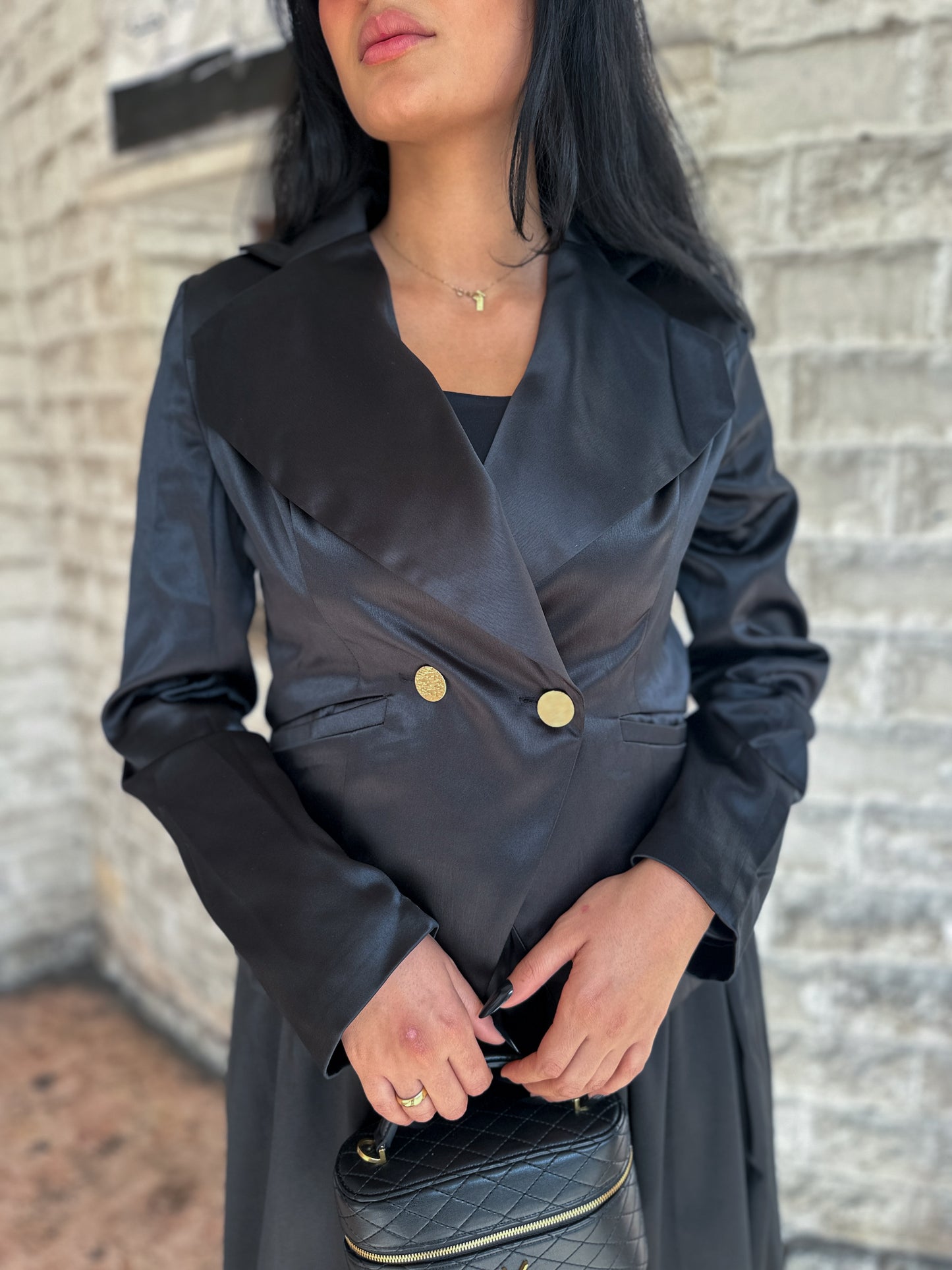 The Midnight satin power suit