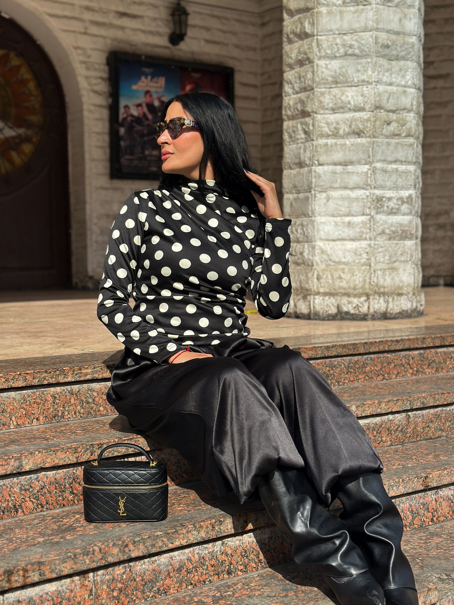 The Black Polka Dot High-Neck Top