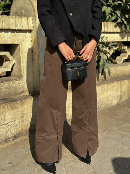 The Brown Flare Button Pants