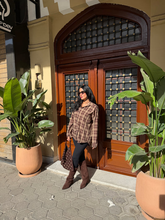 The Brown Oversized Plaid Shirt