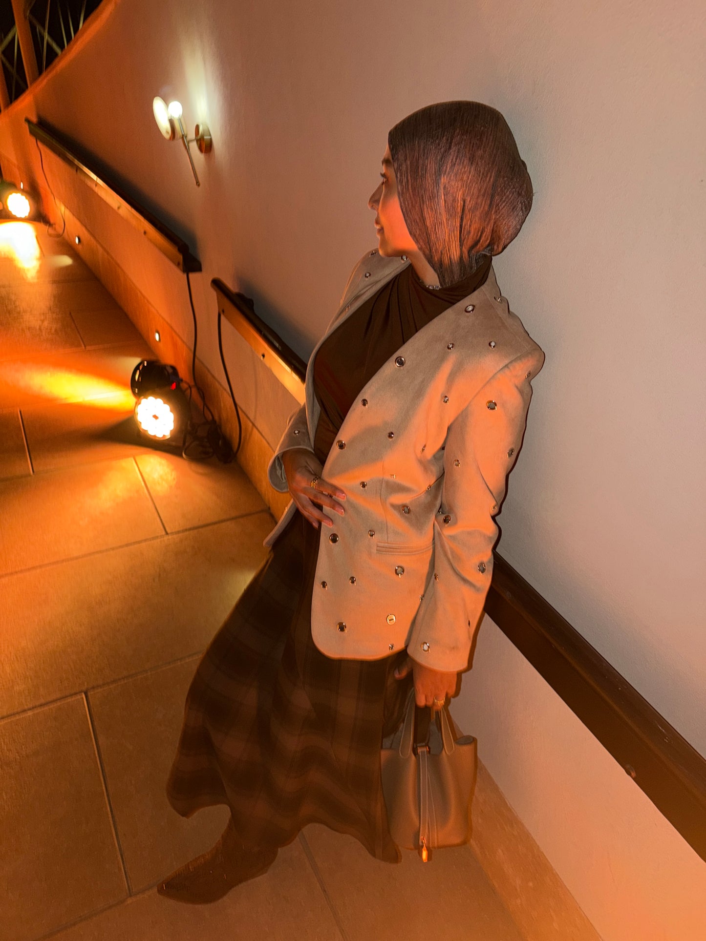 The Suede Eyelet Beige Blazer