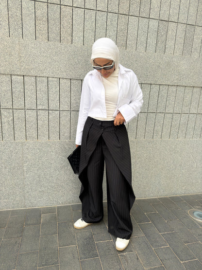 Layered Pinstripe Pants