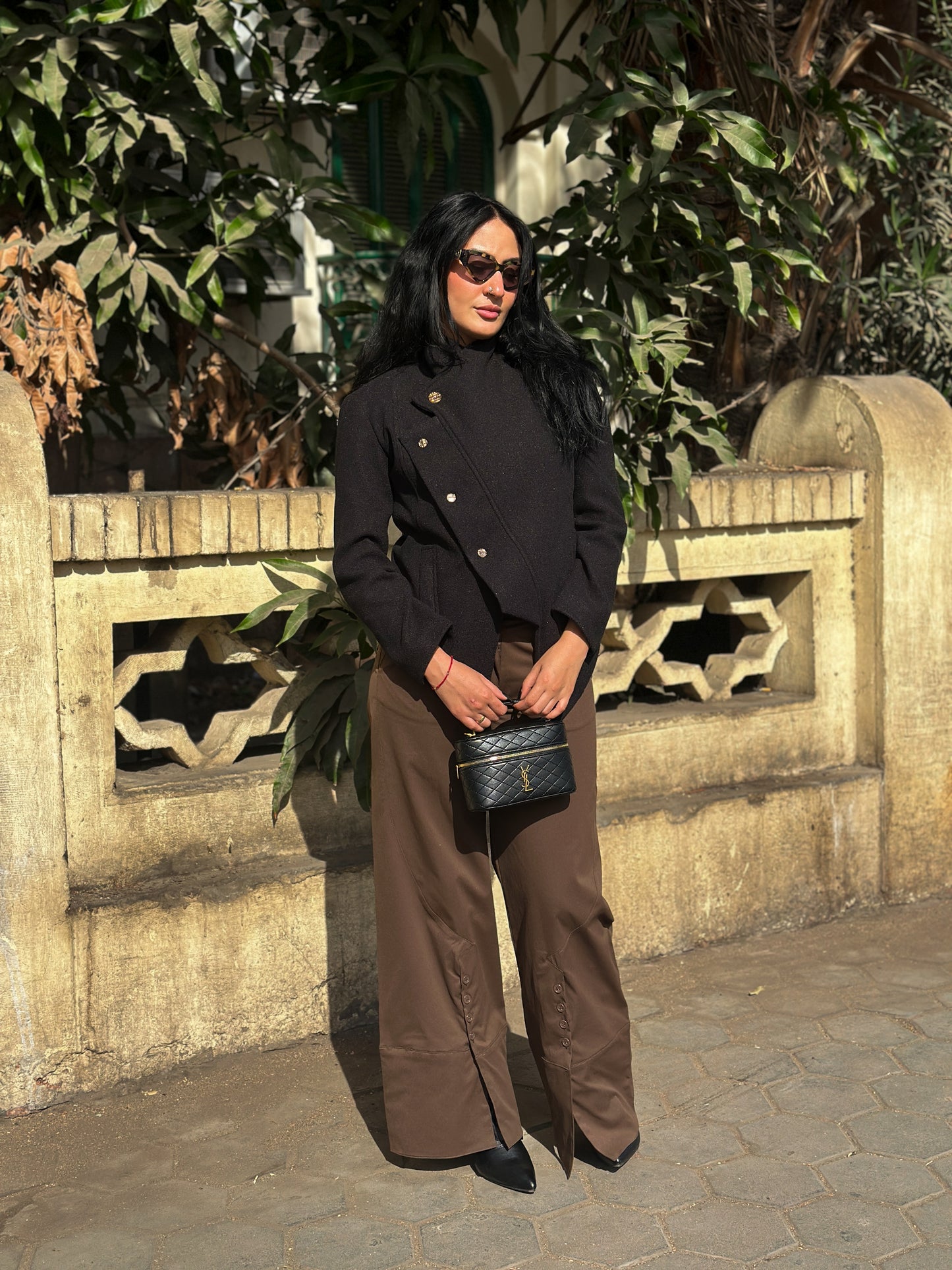 The Brown Flare Button Pants