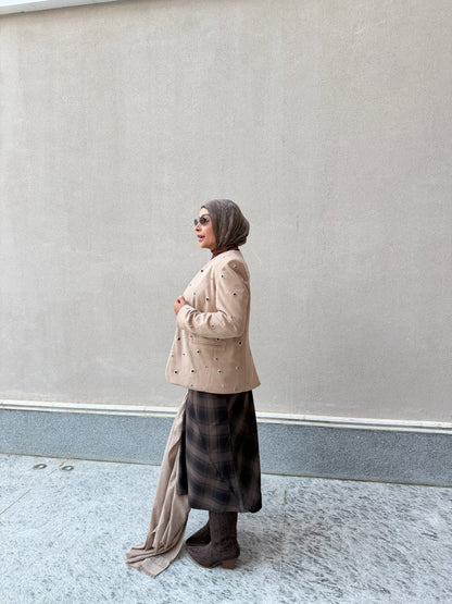 The Suede Eyelet Beige Blazer