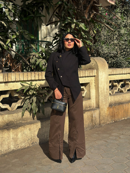 The Brown Flare Button Pants