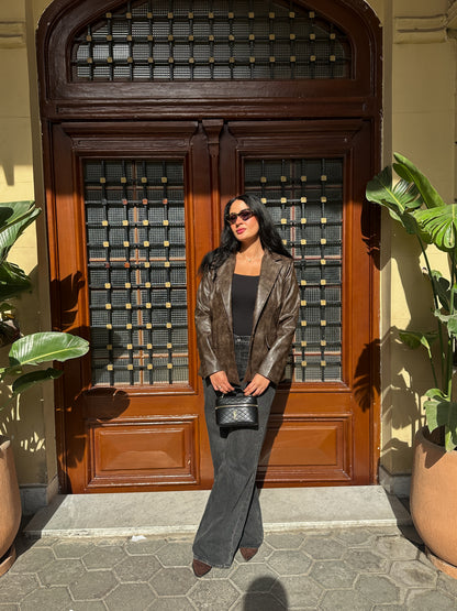 The Croc-Texture Leather Blazer