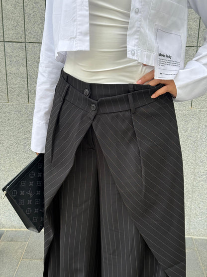 Layered Pinstripe Pants