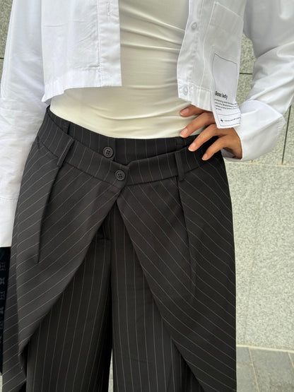 Layered Pinstripe Pants
